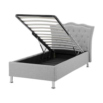 Fabric EU Single Size Ottoman Bed Grey METZ