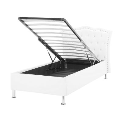Faux Leather EU Single Size Ottoman Bed White METZ