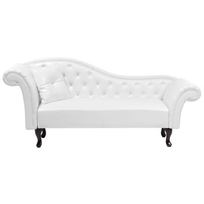 Left Hand Faux Leather Chaise Lounge White LATTES