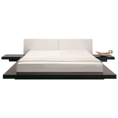EU Super King Size Waterbed with Bedside Tables Dark Wood ZEN