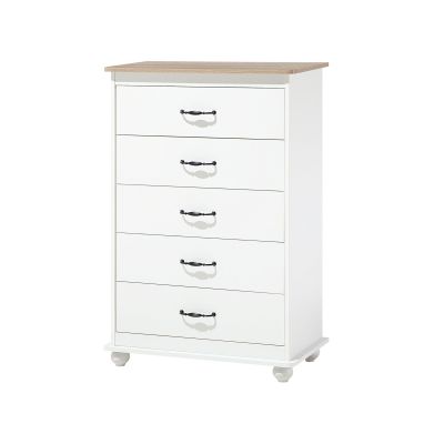 COPENHAGEN White Chest of Drawers - Medium-sized, 5 Drawers