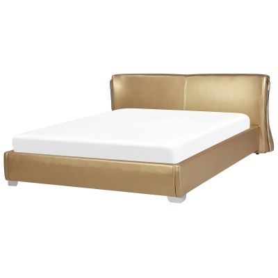Leather EU Super King Size Bed Gold PARIS