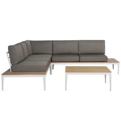 5 Seater Aluminium Garden Corner Sofa Set Grey POSITANO