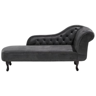 Right Hand Chaise Lounge Faux Suede Grey NIMES