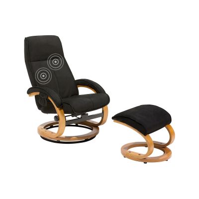 Recliner Chair with Footstool Black HERO