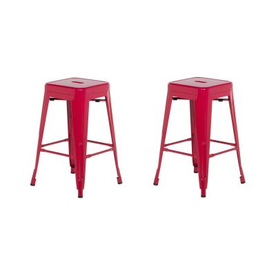 Set of 2 Bar Stools 60 cm Red CABRILLO