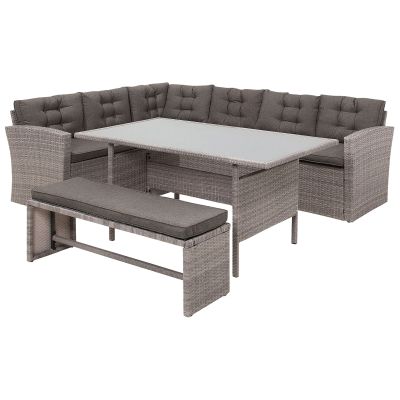 Left Hand 8 Seater PE Rattan Garden Corner Sofa Set Grey VITERBO