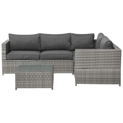 Left Hand 4 Seater PE Rattan Garden Corner Sofa Set Dark Grey AVOLA