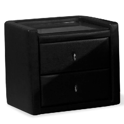 Fowey PU Leather Effect Bedside Unit - Black