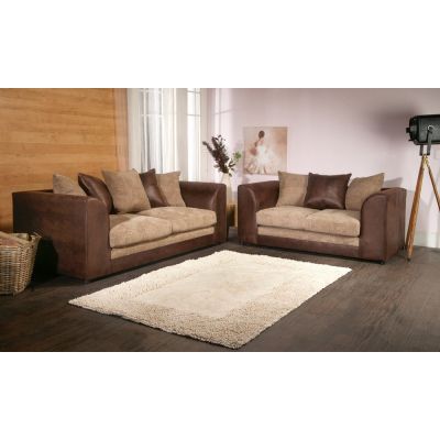 Benson 3 Seater and 2 Seater Sofa Set - Brown and Beige