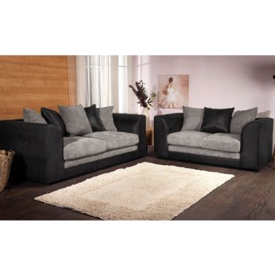 Benson 3 Seater and 2 Seater Sofa Set - Black and Grey