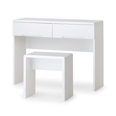 Dressing Table - MANHATTAN 2 Drawer Dresser High Gloss White 100cm