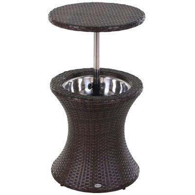 Rattan Ice Bucket with Table - Brown