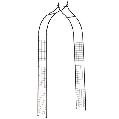 Steel Frame Backyard Metal Pergola for Plants & Trellis Garden Arch - Black
