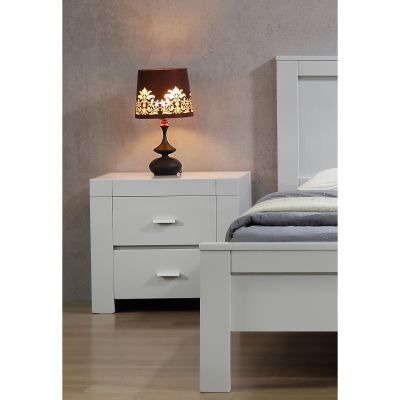 Bedside Table - DUNSTABLE 2 Drawer Nightstand Grey 58cm