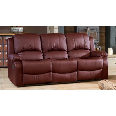 3 Seater Sofa - THERMAVEL Leather Recliner Sofa - Burgundy