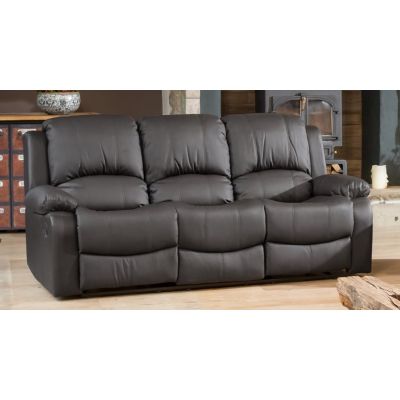 3 Seater Sofa - THERMAVEL Leather Recliner Sofa - Grey