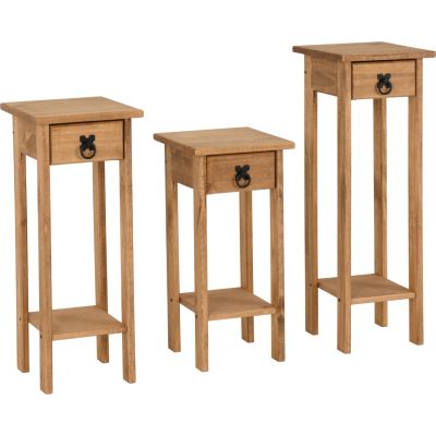Corona Plant Stands (Set of 3) - Distressed Waxed Pine