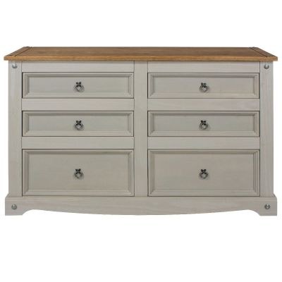 CECILIA Grey Chest of Drawers - Large-sized, 6 Drawers