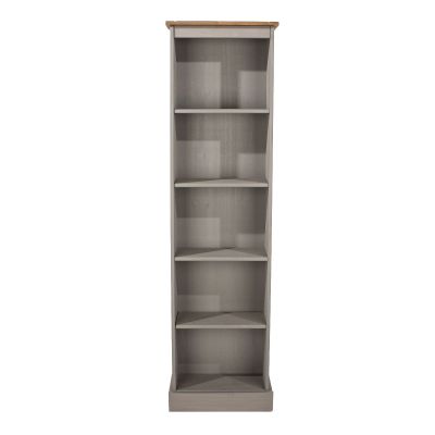 Corona Tall Narrow Open Bookcase - Pine or Grey-Grey