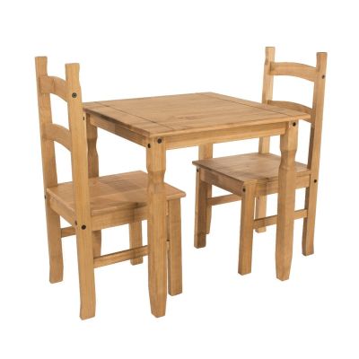 Corona Square Pine Dining Table & 2 Chairs Set - Pine