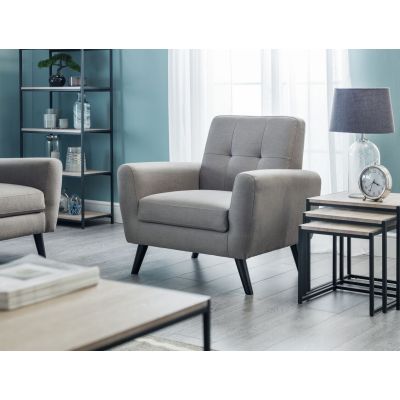 Monza Grey Fabric Retro Armchair