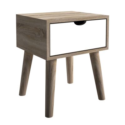 Scandi 1 Drawer Lamp Table - White