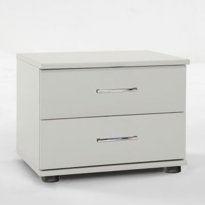 Bedside Table - DIVAC 2 Drawer Nightstand White 52cm