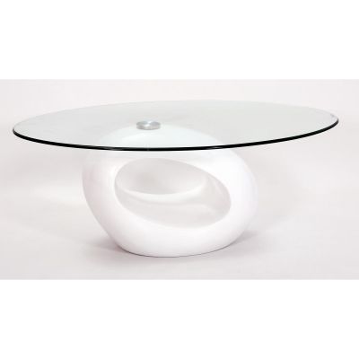 Beverley Oval High Gloss Fibre Glass Coffee Table - White