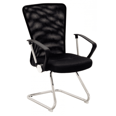 Kolachi Classic Fabric and Hard Plastic Arms Office Chairs Style in Chrome Frame Set of 2 - Black and Charcoal
