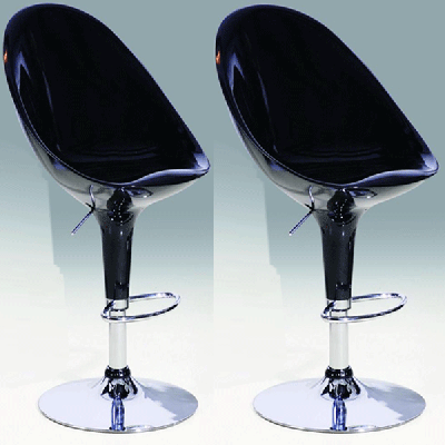 Oldham Chrome Bar Stool Pair with Adjustable Features - Black