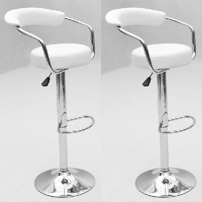 Rochdale Chrome Bar Stool Pair with Adjustable Features - White