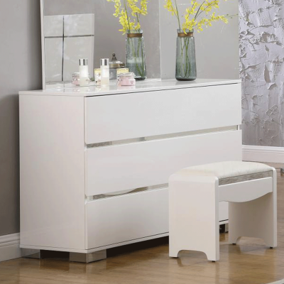 Dressing Table - ZINCK 3 Drawer Dresser Clear 110cm