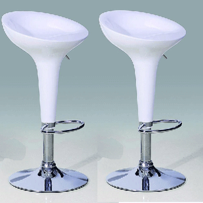 Bolton Chrome Bar Stool Pair with Adjustable Features - White