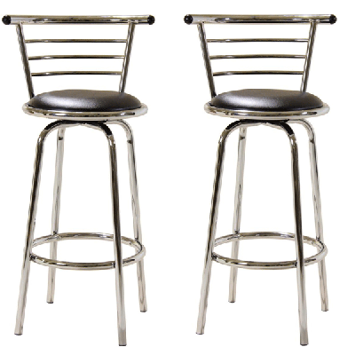 Tintagel Round Pair Swivel Bar Stool with Wide Back Support - Chrome