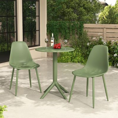 Tommaso Outdoor Bistro Table and 2 Chair Set - Moss Green
