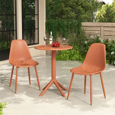Tommaso Outdoor Bistro Table and 2 Chair Set - Terracotta