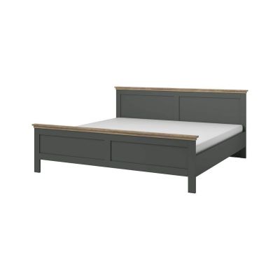Portugal 31 Classic Bed Frame EU King Size - Oak Lefkas with Dark Green