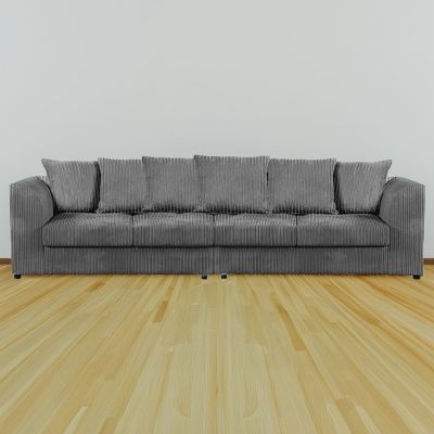 Desmond Jumbo Cord 4 Seater Scatterback Sofa - Grey