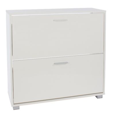 High Gloss 2 Door Shoe Cabinet - White