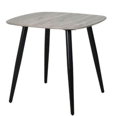 Black Tapered Legs Compact Square Dining Table - Grey Oak Effect