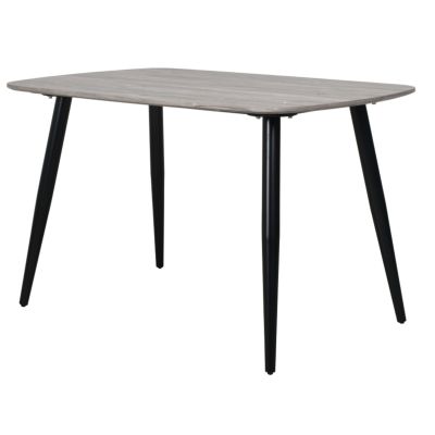 Black Tapered Legs Compact Rectangular Large Dining Table - Grey Oak Effect