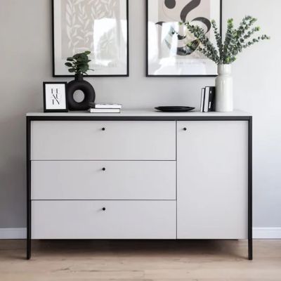 GUARDA II Grey Chest of Drawers - Large-sized, 4 Drawers