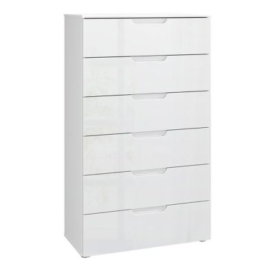SKEGNESS White Chest of Drawers - Large-sized, 6 Drawers