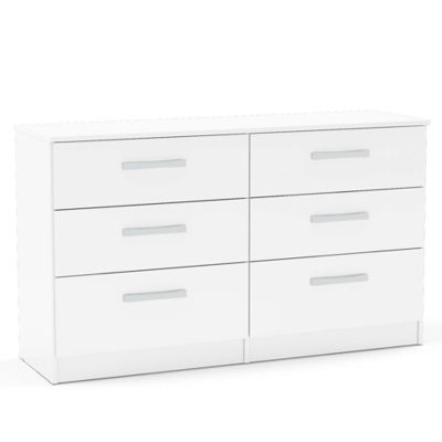 LYTHAM I White Chest of Drawers - Large-sized, 6 Drawers, Double
