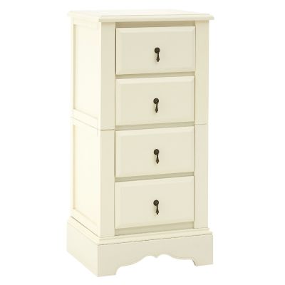 FERNDALE White Chest of Drawers - Tallboy, Medium-sized, 4 Drawers, Ready Assembled
