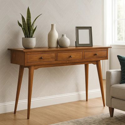 Verde Large 3 Drawer Console Table - Chestnut