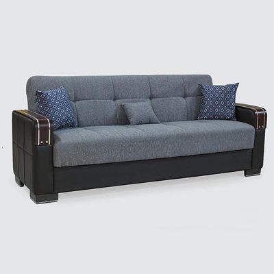 Kaven High Quality Fabric 3 Seater Sofabed with Foldable Backrests - Grey