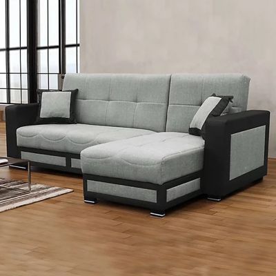 Corner Sofabed - MARTHA Fabric 3 Seater L Shaped Right Hand - Grey