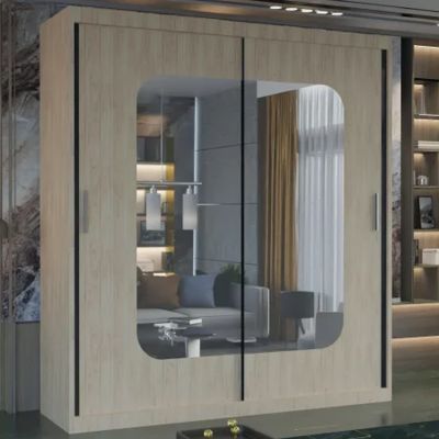 Sliding Wardrobe - MERICA 2 Door Mirrored Wardrobe Oak - 120cm
